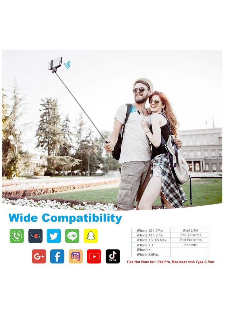 Wireless Lapel Lavalier Microphone for iPhone iPad Recording,YouTube Facebook Live Stream,Vlog, Auto-Sync Wireless Mic with 2 Clips (No Need App/Bluetooth)