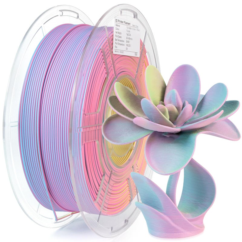 iSANMATE Matte Tri Colors PLA Filament 1.75mm, 3-in-1 Color Rainbow Filament, Coextrusion 3D Filament, Rapid Magic Color Change Filament 1.75mm, Dimensional Accuracy +/- 0.03 mm,Fluorite 1KG/Spool - Image 1