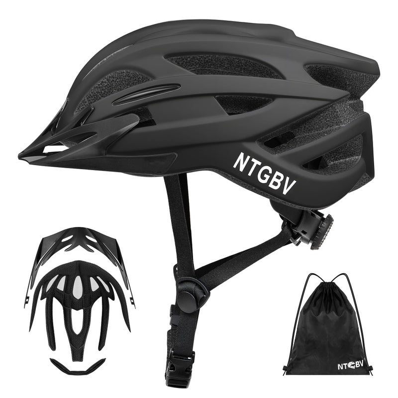 NTGBV Adult Bike Helmet for Men/Women with Helmet Bag 2 Removable Moisture-Wicking Liners & Visors Lightweight Shockproof Adjustable Design CPSC 1203 & EN 1078 Safety Certified for Road/Commute/MTB - Image 1