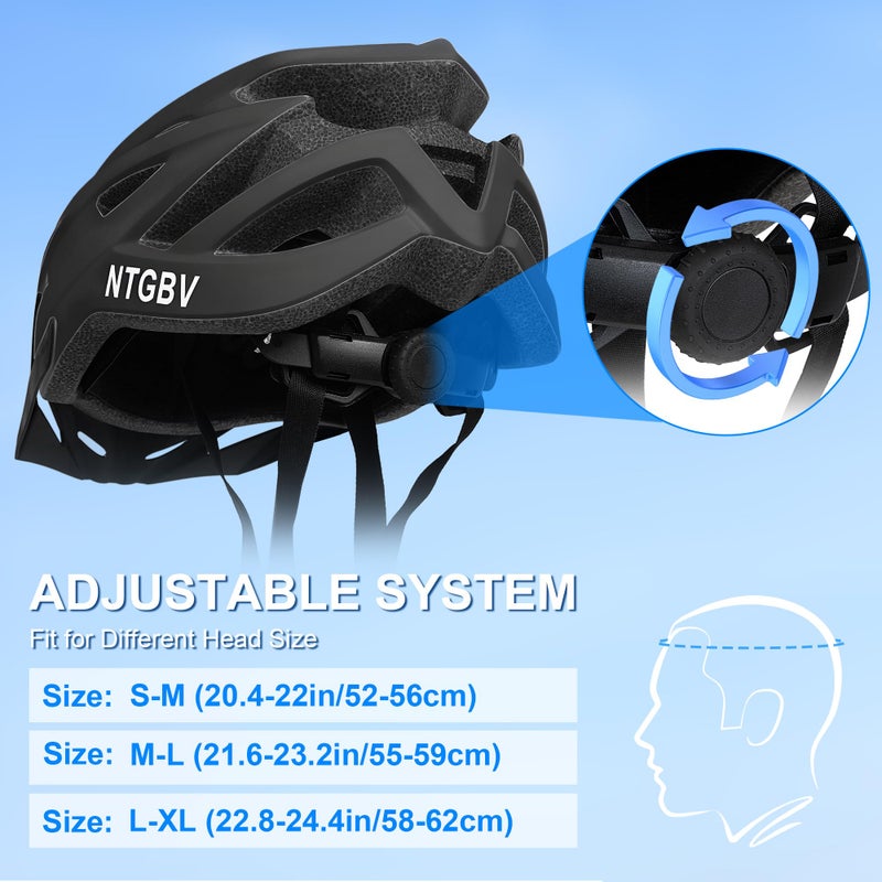 NTGBV Adult Bike Helmet for Men/Women with Helmet Bag 2 Removable Moisture-Wicking Liners & Visors Lightweight Shockproof Adjustable Design CPSC 1203 & EN 1078 Safety Certified for Road/Commute/MTB - Image 3