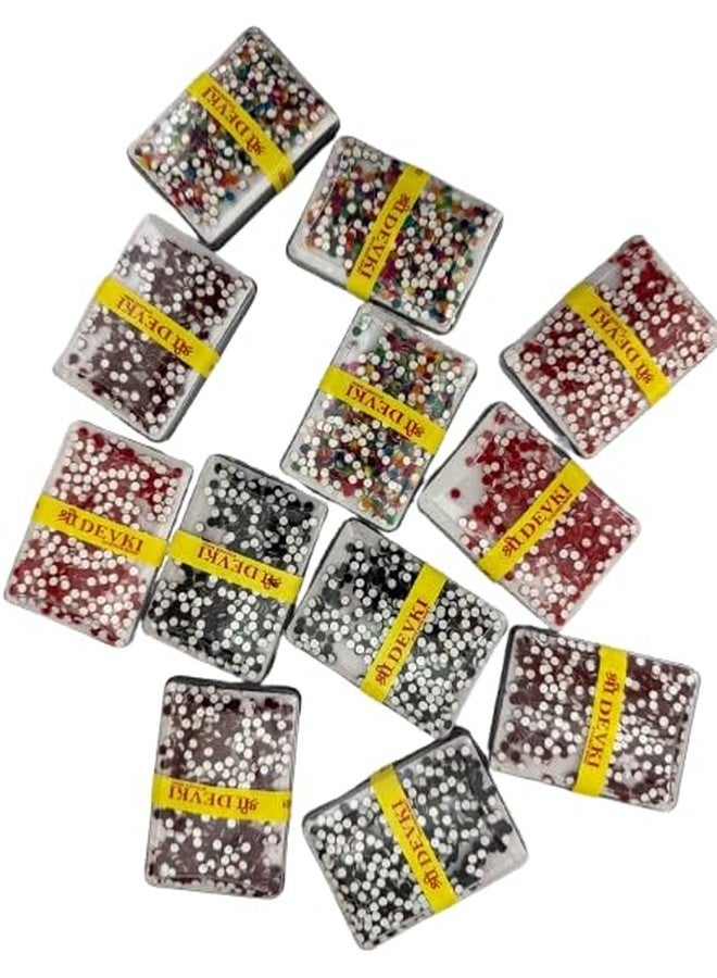 Velvet Bindis for Women and Girls, Mixed Colors Red Maroon Multicolor, Small Size, Pack of 12 - Image 2