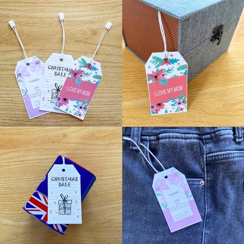 Mr-Label 250 Printable Blank Tags with String, 2" x 3.5", 230GSM Matt White Micro-Perforated Cardstock for Clothes Tags, Price Tags, Gift Tags - Image 2