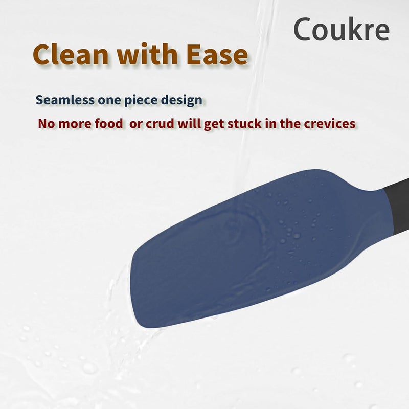 Coukre Silicone Spatula Set of 5,High Temperature Resistant, Food Grade Silicone, Dishwasher Safe, for Baking, Cooking (Colorful A Black) - Image 4