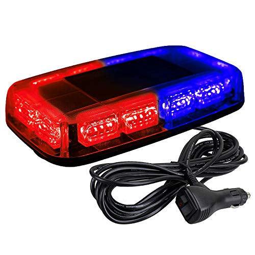 ASPL 48LED Roof Top Strobe Lights, High Visibility Emergency Safety Warning LED Mini Strobe Light bar with Magnetic Base for 12-24V Snow Plow, Trucks, Construction Vehicles (Red/Blue) - Image 1