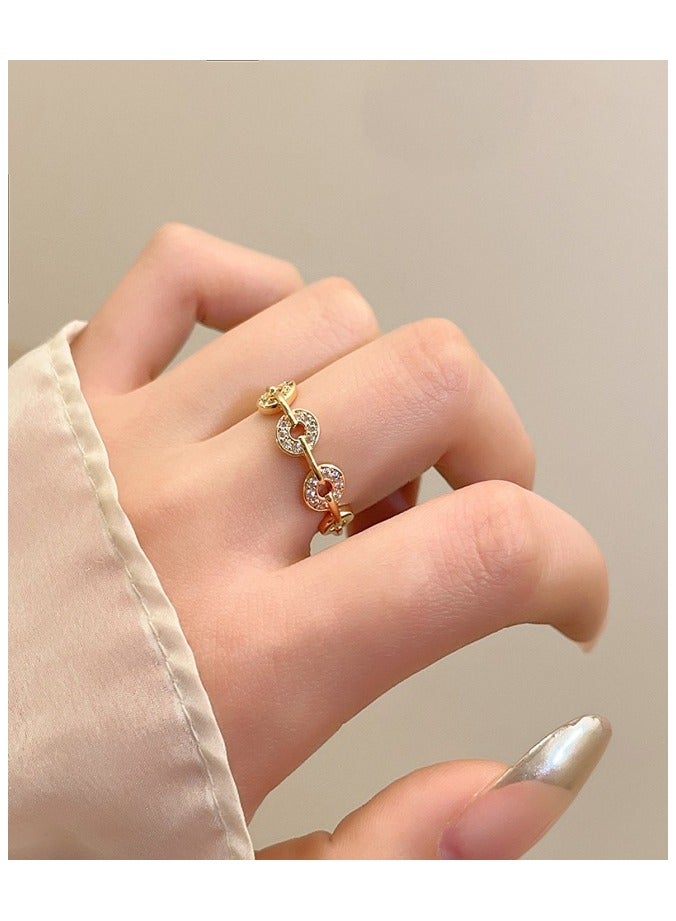 Rings for Girls, Shiny  Rings ,Women's Jewellery Fashion  Adjustable Ring Jewellery Gift Birthday Gift Ring (Gold) Accessories for Ladies - Image 2