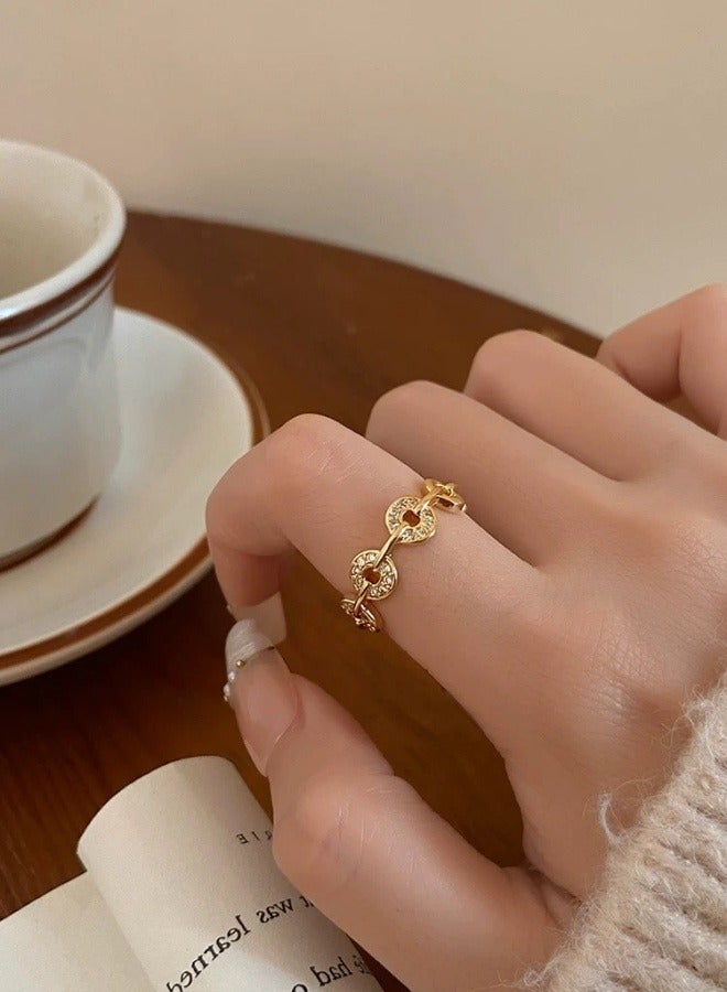 Rings for Girls, Shiny  Rings ,Women's Jewellery Fashion  Adjustable Ring Jewellery Gift Birthday Gift Ring (Gold) Accessories for Ladies - Image 1