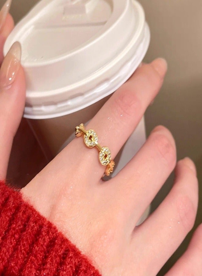 Rings for Girls, Shiny  Rings ,Women's Jewellery Fashion  Adjustable Ring Jewellery Gift Birthday Gift Ring (Gold) Accessories for Ladies - Image 4