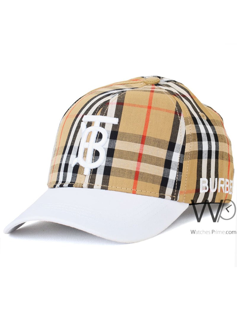 BURBERRY Burberry BT Baseball Beige White Cap Cotton Hat  - Image 1