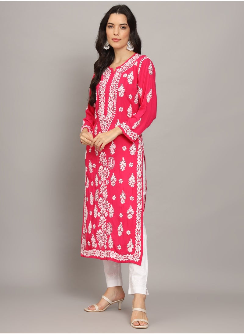Alaya Women Chikankari Hand Embroidered Modal Kurta -AL4042  - Image 4