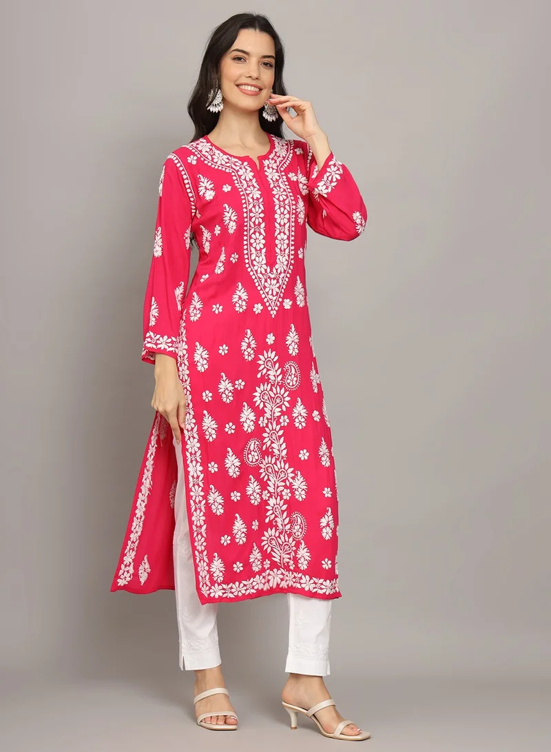Alaya Women Chikankari Hand Embroidered Modal Kurta -AL4042