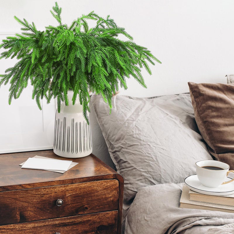 Jutom Christmas Norfolk Pine Branches, Artificial Norfolk Branch Faux Plants Greenery Stem Pine Picks for Christmas Vase DIY Crafts Centerpiece Garland Wreath Home Decor (12 Pcs,18 Inches) - Image 3