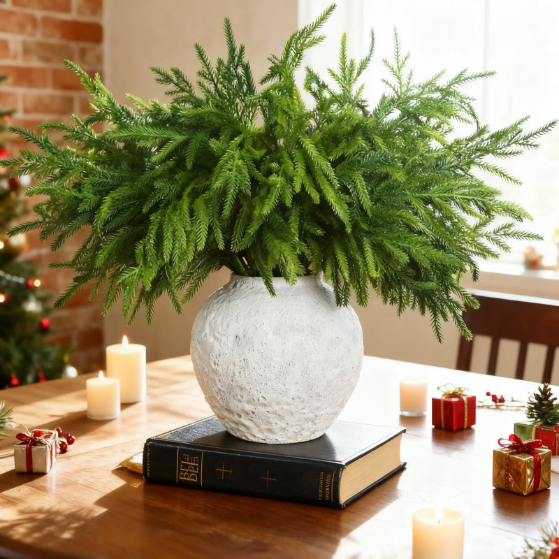 Jutom Christmas Norfolk Pine Branches, Artificial Norfolk Branch Faux Plants Greenery Stem Pine Picks for Christmas Vase DIY Crafts Centerpiece Garland Wreath Home Decor (12 Pcs,18 Inches) - Image 4