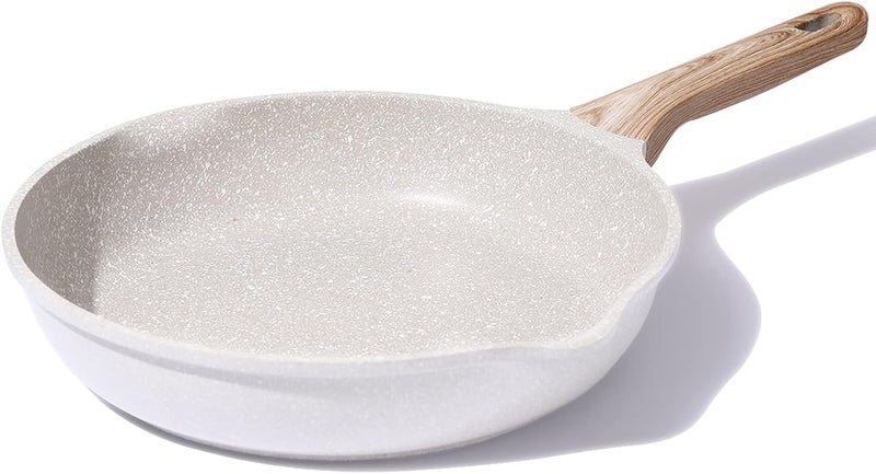 proxin Nonstick Frying Pan Skillet, 8-Inch Non Stick Granite Egg Pan Omelet Pans, Healthy Stone Cookware Chef's Pan, Dishwasher Safe, PFOA Free, Induction Compatible (White, 8-Inch) - Image 1