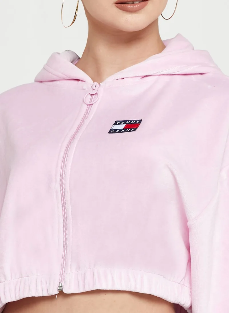 TOMMY JEANS Zip Detail Crop Hoodie