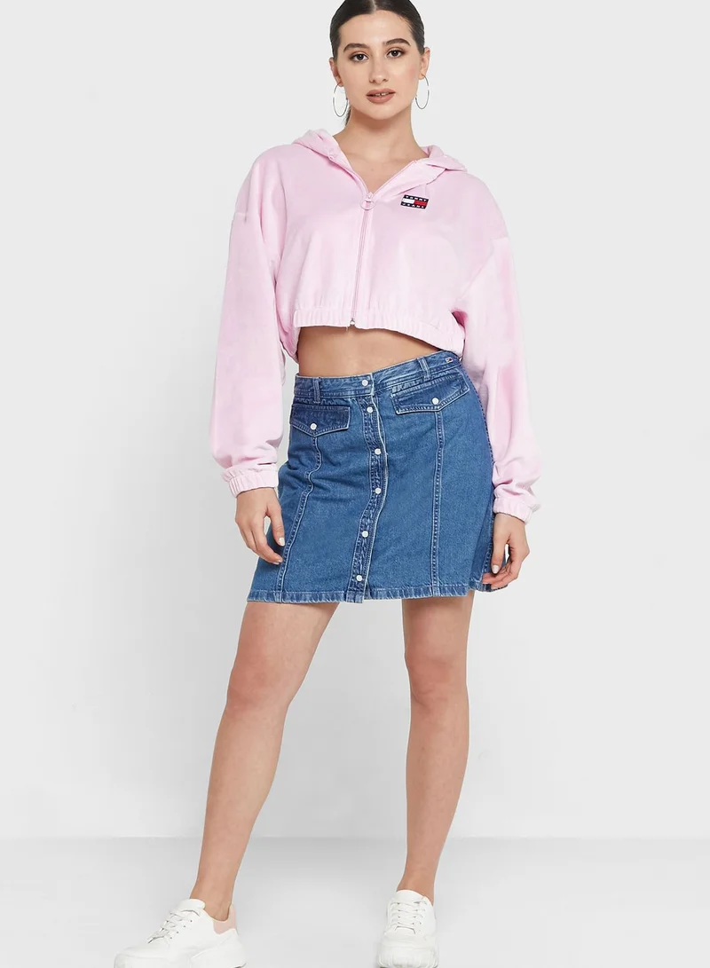 TOMMY JEANS Zip Detail Crop Hoodie