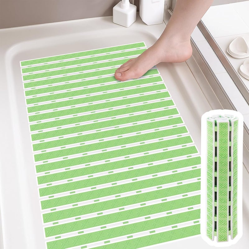 Matace Non Slip Rubber Bathtub & Shower Mat with Suction Cups, Thick Textured Surface, Fast Drain and Upright Drying Design, No Pooling Water for Better Hygiene, 27 x 16 Inch, Mint Green - Image 1
