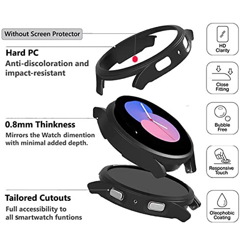 OpenTech® Hard Matte Silicone Protection Front Case Cover for Samsung Galaxy Watch 5 (44mm) (No Screen Protector Attached) (BLACK) - Image 4