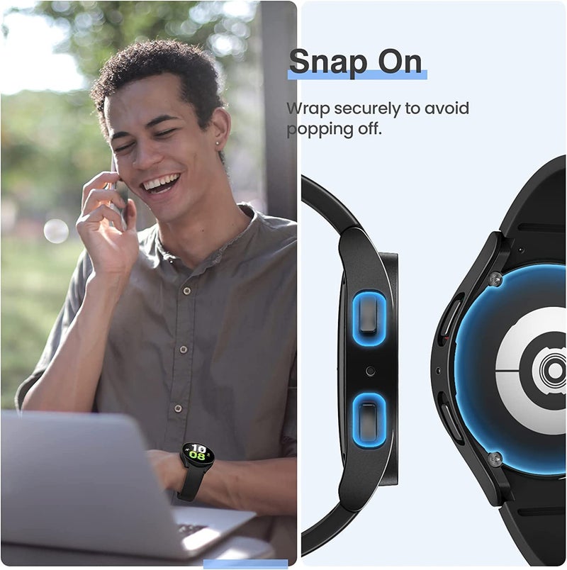 OpenTech® Hard Matte Silicone Protection Front Case Cover for Samsung Galaxy Watch 5 (44mm) (No Screen Protector Attached) (BLACK) - Image 3