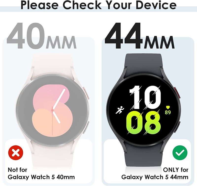 OpenTech® Hard Matte Silicone Protection Front Case Cover for Samsung Galaxy Watch 5 (44mm) (No Screen Protector Attached) (BLACK) - Image 2