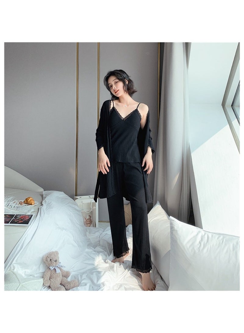 KUYING New Two-Piece Set Of Ice Silk Pajamas