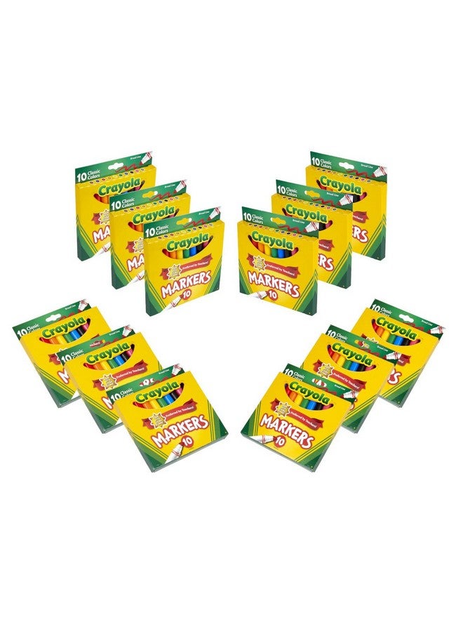 Crayola Broad Line Markers (12pk), Bulk School Coloring Markers for Kids, Must Have Classroom Supplies for Teachers, Preschool & Kindergarten Supplies - Image 1