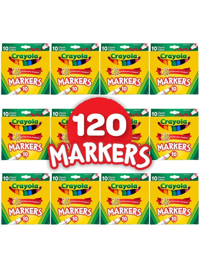 Crayola Broad Line Markers (12pk), Bulk School Coloring Markers for Kids, Must Have Classroom Supplies for Teachers, Preschool & Kindergarten Supplies - Image 2