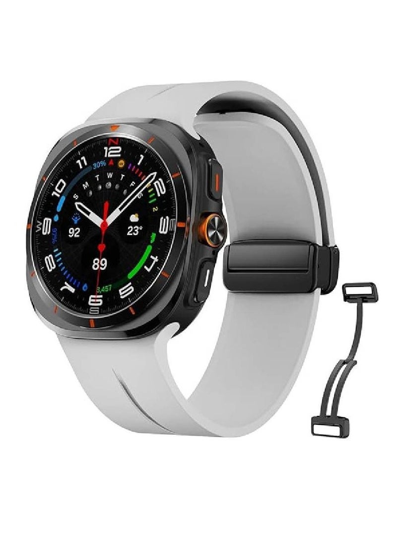 Compatible with Samsung Galaxy Watch Ultra Bands 47mm, Magnetic Silicone Band Compatible with Galaxy Watch 7 Ultra Band 2024 Replacement Strap Men Women (Grey)  - Image 1