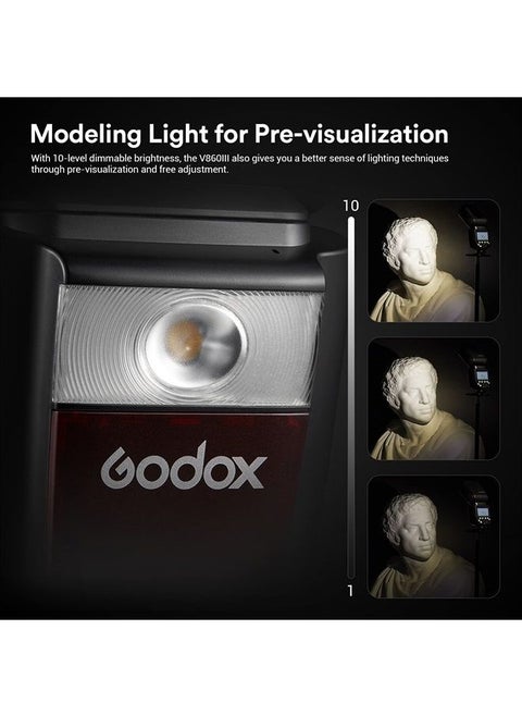 Godox V860III-C Camera Flash Speedlight for Canon, 2.4G TTL 1/8000S HSS Speedlite Flash for Canon, 7.2V/2600mAh Rechargeable Li-ion Battery, 0.01-1.5s Recycle Time, 10 Levels LED Modeling Lamp