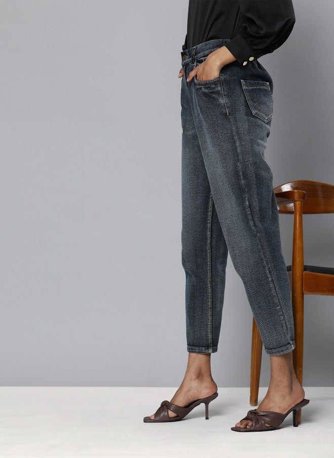 ساسافراس جينز قصير نسائي بخصر مرتفع أزرق داكن - Image 3