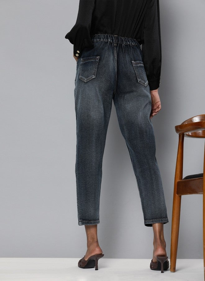 ساسافراس جينز قصير نسائي بخصر مرتفع أزرق داكن - Image 4