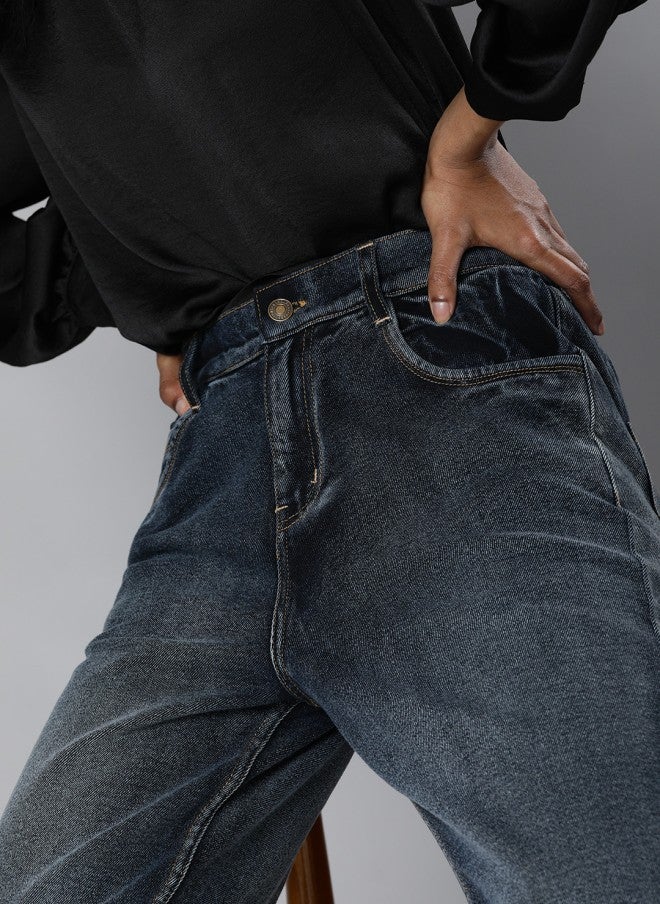 ساسافراس جينز قصير نسائي بخصر مرتفع أزرق داكن - Image 5