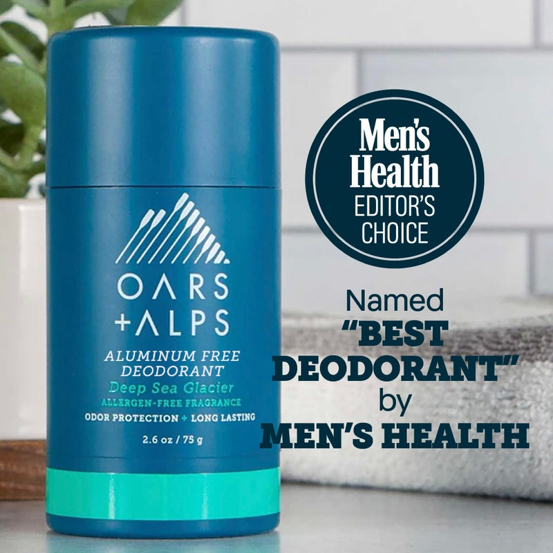 Oars + Alps Deodorant for Men & Women, Aluminum Free Deodorant for Men, Dermatologist Tested, Clean Ingredients, Non Toxic, Vegan, Long Lasting, Deep Sea Glacier, 2pk, 2.6oz - Image 2