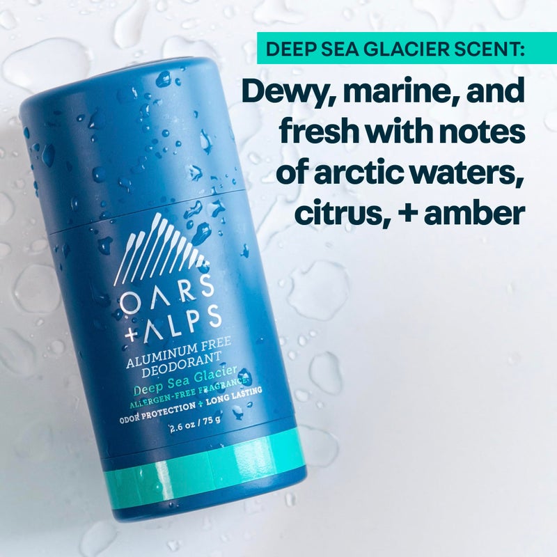 Oars + Alps Deodorant for Men & Women, Aluminum Free Deodorant for Men, Dermatologist Tested, Clean Ingredients, Non Toxic, Vegan, Long Lasting, Deep Sea Glacier, 2pk, 2.6oz - Image 5