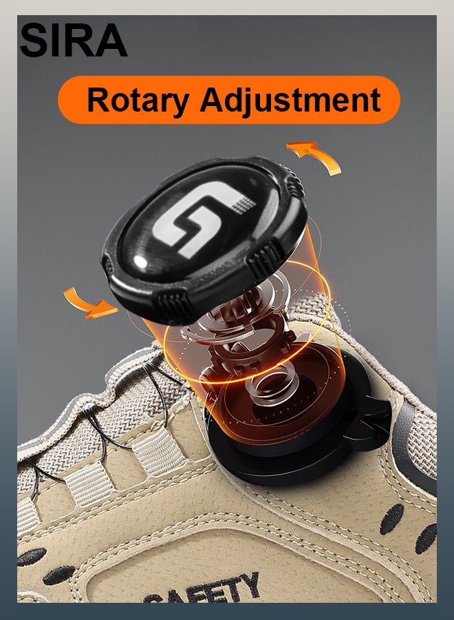 SIRA Men's Khaki Safety Work Boots - Steel Toe Anti-Slip Shoes with Quick Lacing, Puncture Proof & Breathable Mesh for Construction/Warehouse - Image 3