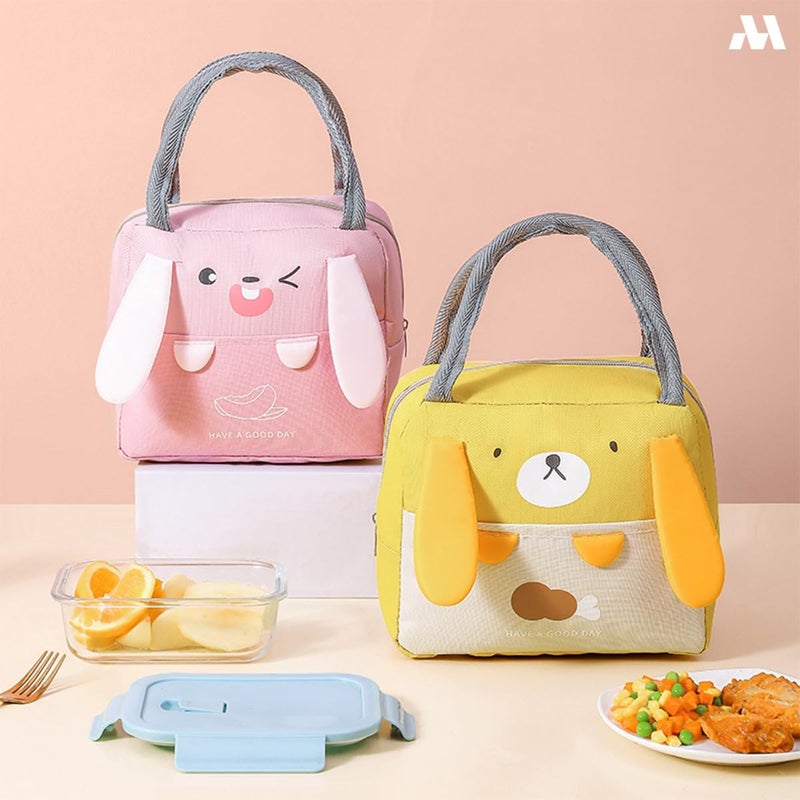 موبكوس حقيبة غداء معزولة كبيرة السعة من موبكوس بتصميم أذن الباندا باللون الوردي | حقيبة طعام مقاومة للماء والبقع مع خاصية الحفاظ على درجة الحرارة | حقيبة غداء متينة من البوليستر للمكتب والمدرسة - Image 4