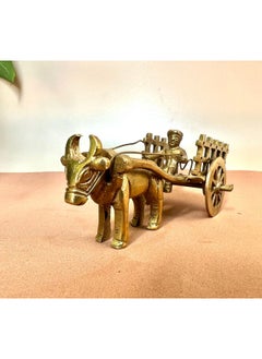 QUESERA QUESERSA Brass Bullock cart Table Decor Art Deco Gold Finish Table Decor Metal Figurines showpiece for Living Room | Bedroom | Office Reception Decoration (Art Deco brasscart)  - Image 1