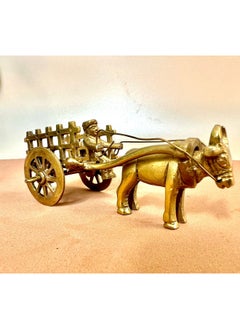 QUESERA QUESERSA Brass Bullock cart Table Decor Art Deco Gold Finish Table Decor Metal Figurines showpiece for Living Room | Bedroom | Office Reception Decoration (Art Deco brasscart)  - Image 3