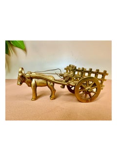 QUESERA QUESERSA Brass Bullock cart Table Decor Art Deco Gold Finish Table Decor Metal Figurines showpiece for Living Room | Bedroom | Office Reception Decoration (Art Deco brasscart)  - Image 2