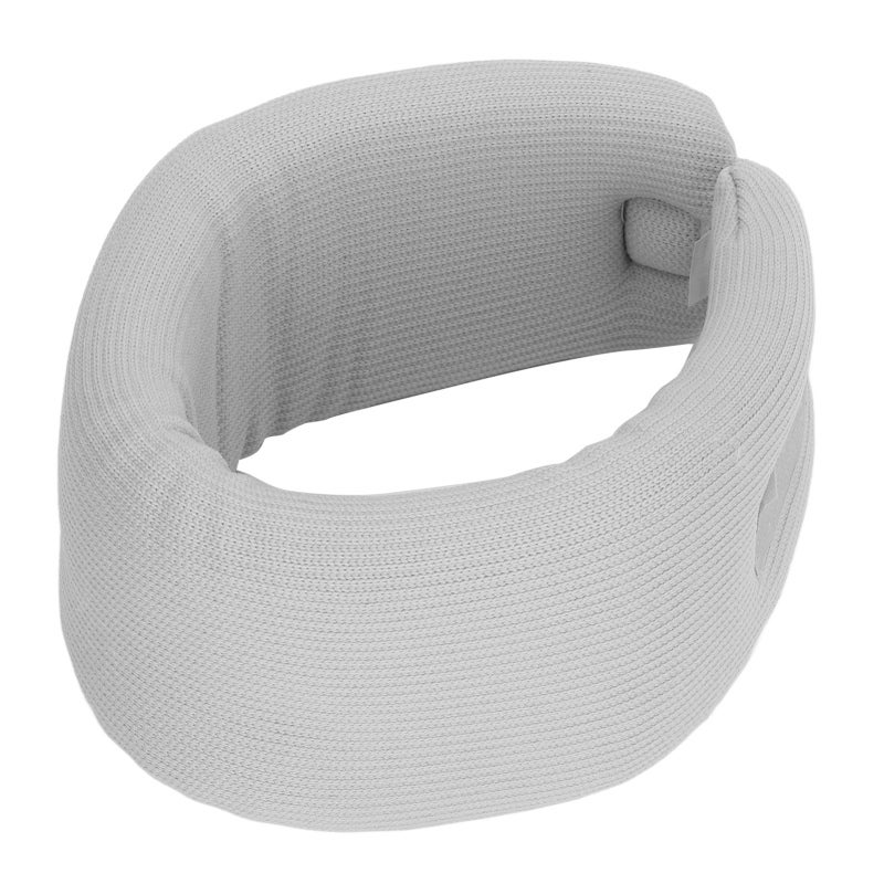 Neck Brace Grey Nylon High Elastic Sponge Chin Curvature Design Neck Support Pad - Adjustable Hook Loop Fasteners 360 Degree Embracing Fit for Home M - Image 4