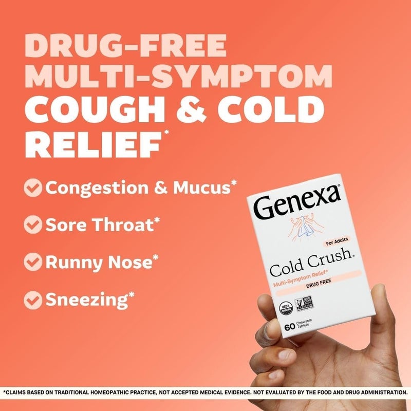 Genexa Cold Crush  Flu Fix Bundle  MultiSymptom Cold  Flu Relief for Families  Certified Organic  NonGMO  Homeopathic Remedy Made Clean  Organic Acai Berry Flavor  60 Chewable Tablets  Age - Image 2