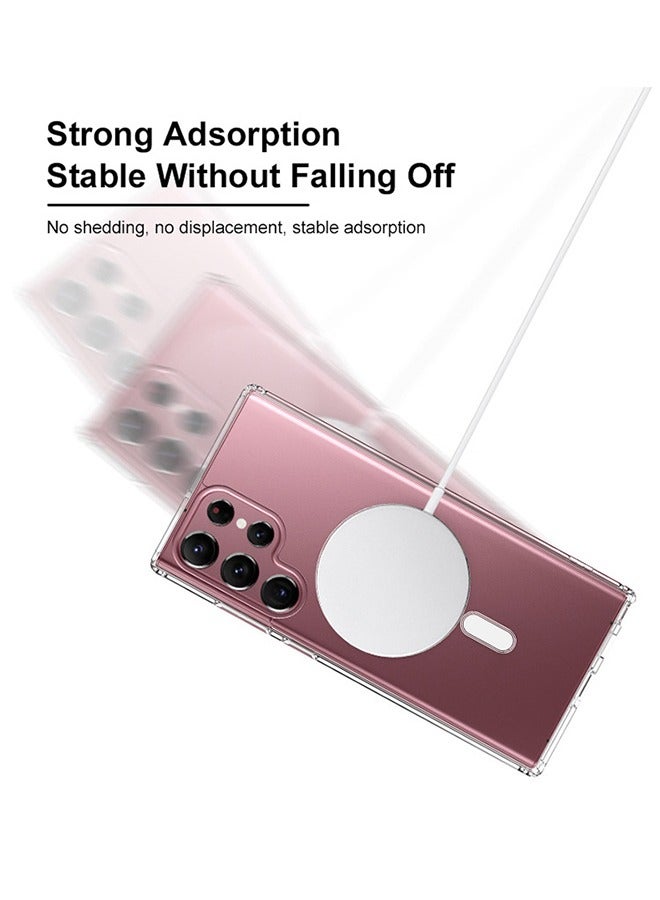 HS Samsung S23 Ultra Magsafe Case 2023 Slim Thin Magnetic Cover Anti Yellowing Anti Scratch Hard Back Crystal Clear - Image 2