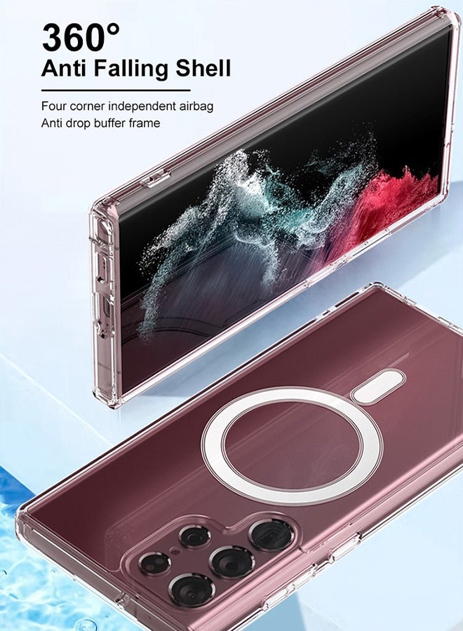 HS Samsung S23 Ultra Magsafe Case 2023 Slim Thin Magnetic Cover Anti Yellowing Anti Scratch Hard Back Crystal Clear - Image 4