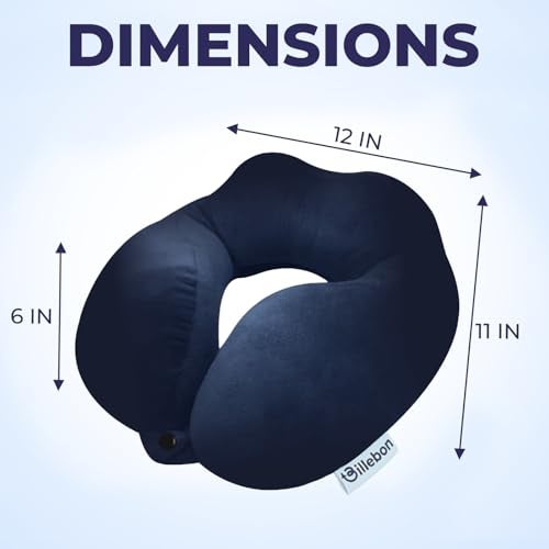 Billebon Premium Neck Pillow Airplane Travel Pillow Neck Adjustable 360 Degree Support Head Rest Neck Support Pillow for Travel (Navy Blue with Eye Mask) - Image 3