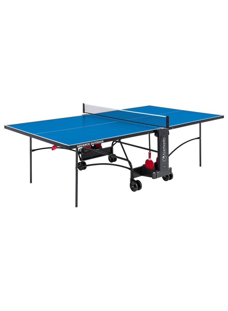 Garlando Advance Outdoor Foldable Tt Table With Wheels Blue Top - Image 1