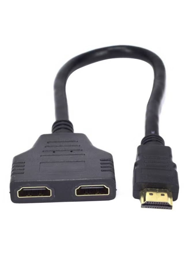 TIGER HDMI Male to HDMI Female Splitter Cable – Black, 1 Male to 2 Female Ports, High-Speed 4K Support, Durable and Flexible Design for TV, Monitors, Projectors, and Home Theater Systems  - Image 1