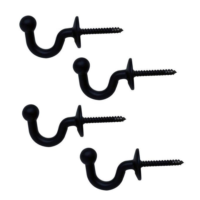 2 PAIRS CURTAIN HOOKS FOR DRAPES EUROPEAN STYLE CURTAIN HOOK BLACK WINDOW CURTAIN HOLDBACK TIEBACKS HEAVY DUTY WALL MOUNTED HOOKS FOR CURTAIN CUP KEY BAGS HOME DECORATIVE HANGERS