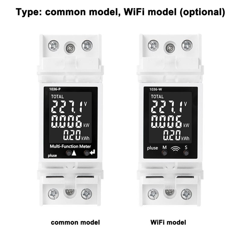 WiFi Version Din Rail Mounted Circuit Breaker Meter 85-265V 63A Voltmeter Digital Current and Voltage Meter Multifunctional Voltage Current Power Electricity Frequency Factor Detector LCD Display - Image 3