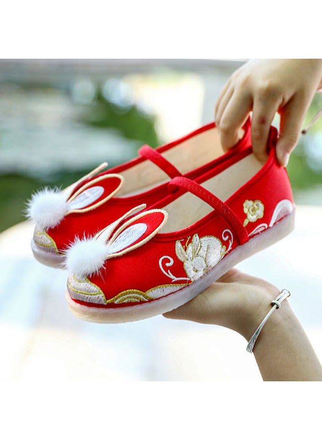 Hanfu Shoes For Girls, Ancient Style Shoes, Embroidered Shoes, Chinese Style Children's Shoes, Old Beijing Cloth Shoes, Spring Hanfu Shoes