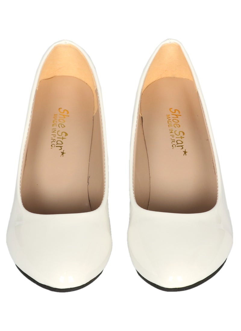 Shoe Star - Ladies heel shoes White shine party wear and office wear - Image 1