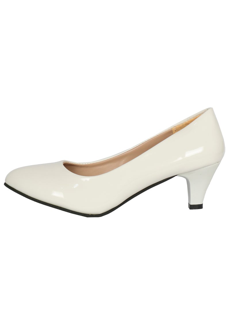 Shoe Star - Ladies heel shoes White shine party wear and office wear - Image 1